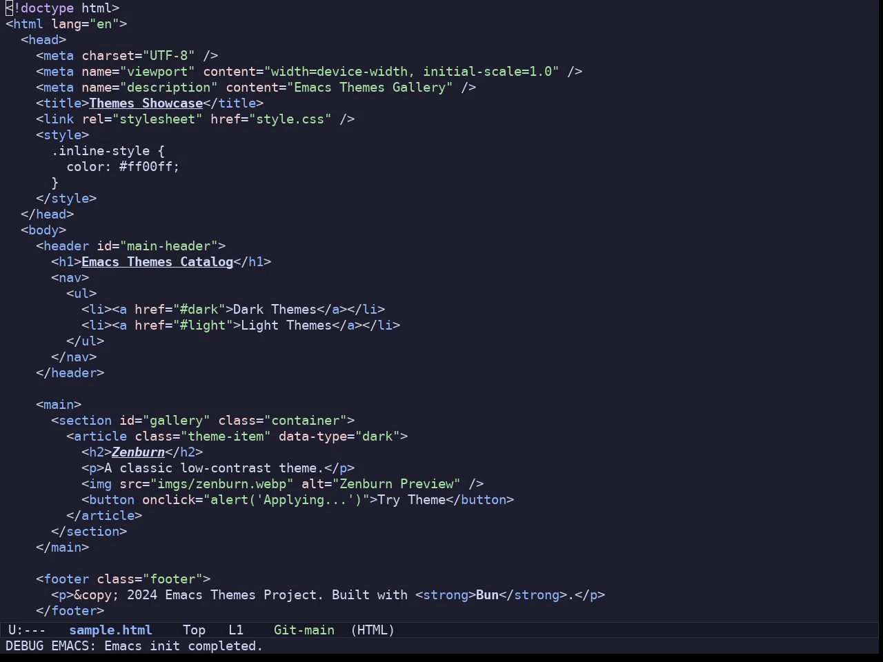 Batppuccin Mocha Theme in html-mode