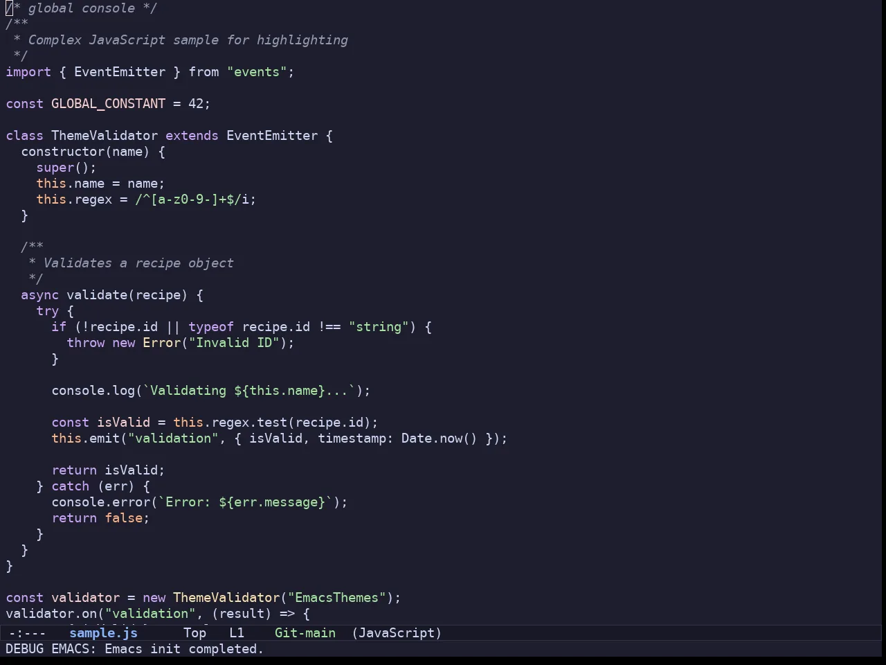 Batppuccin Mocha Theme in javascript-mode