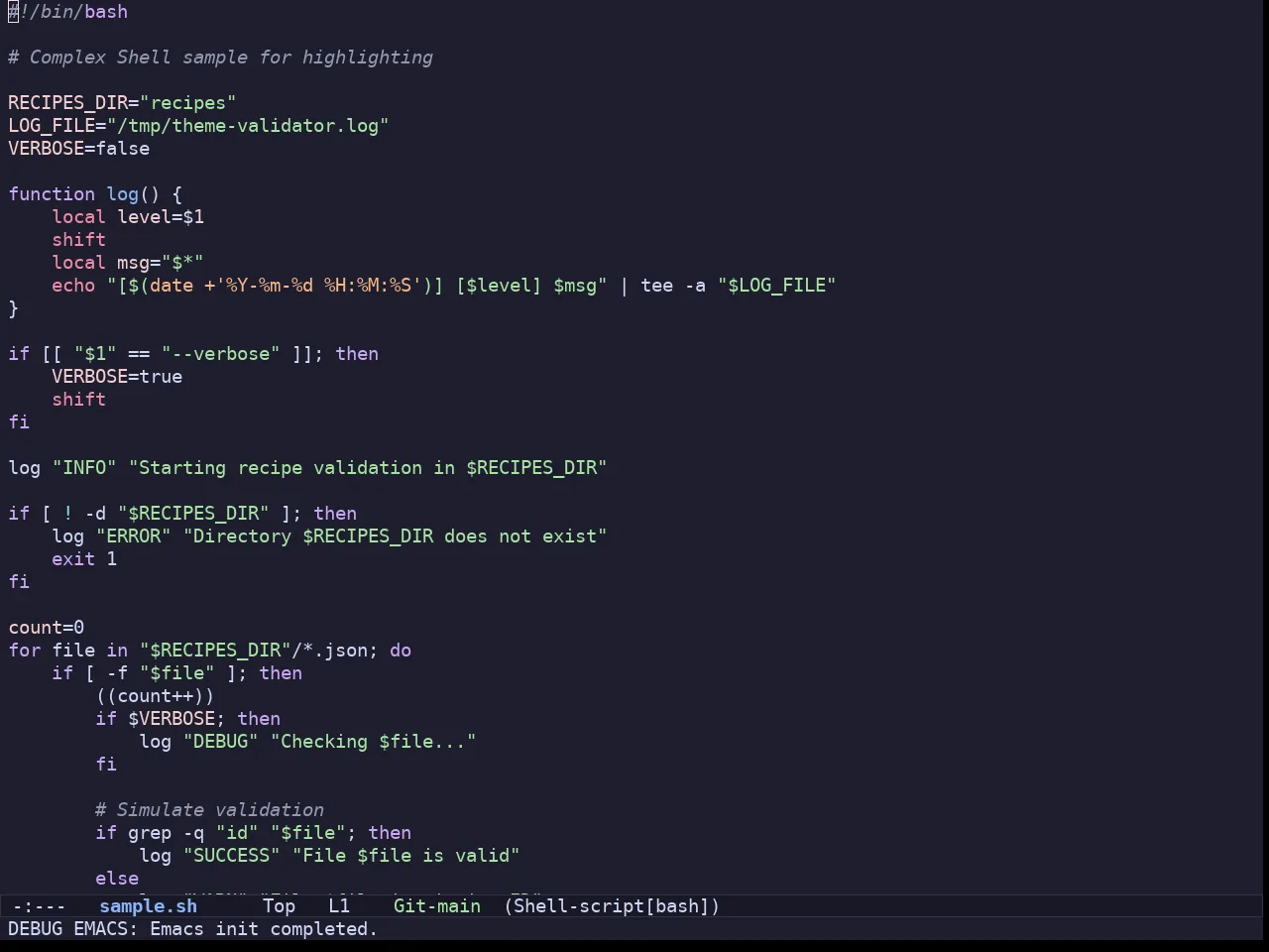 Batppuccin Mocha Theme in sh-mode