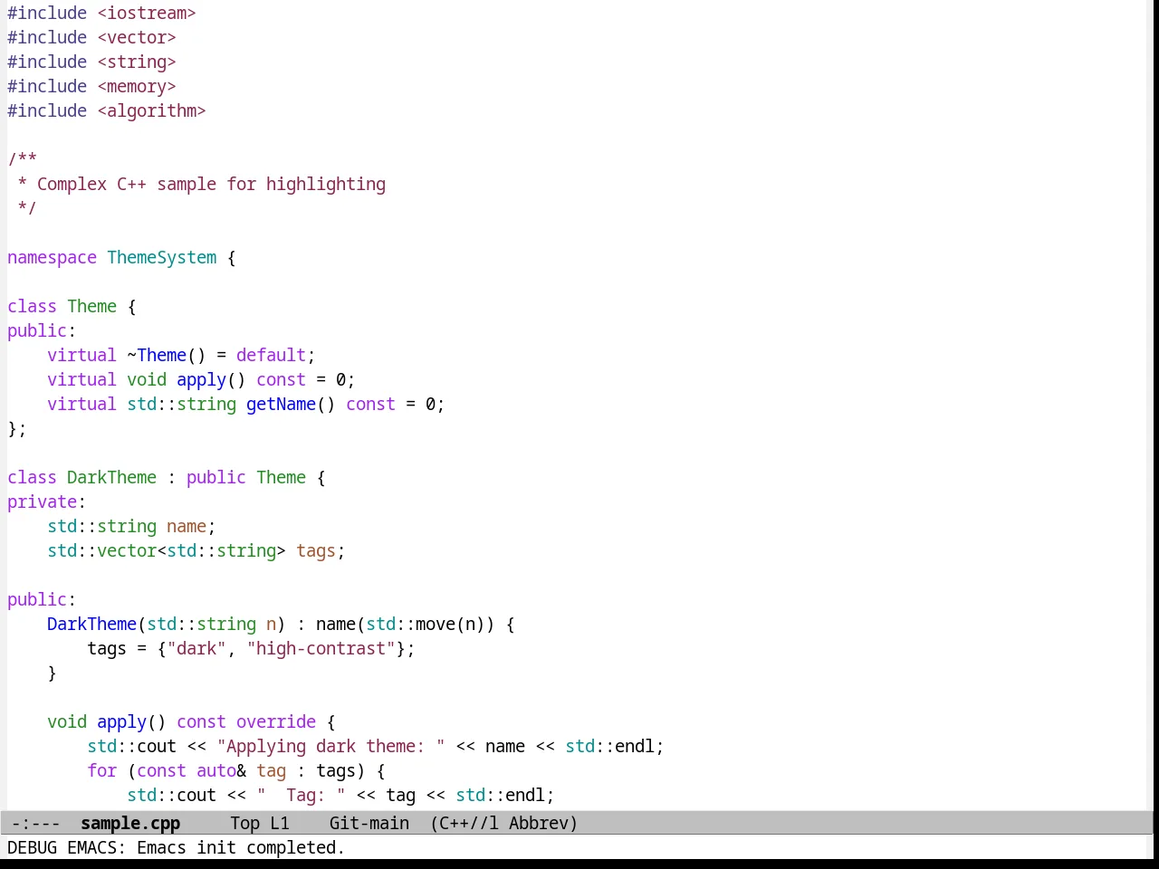 Beige Diff Theme in c++-mode