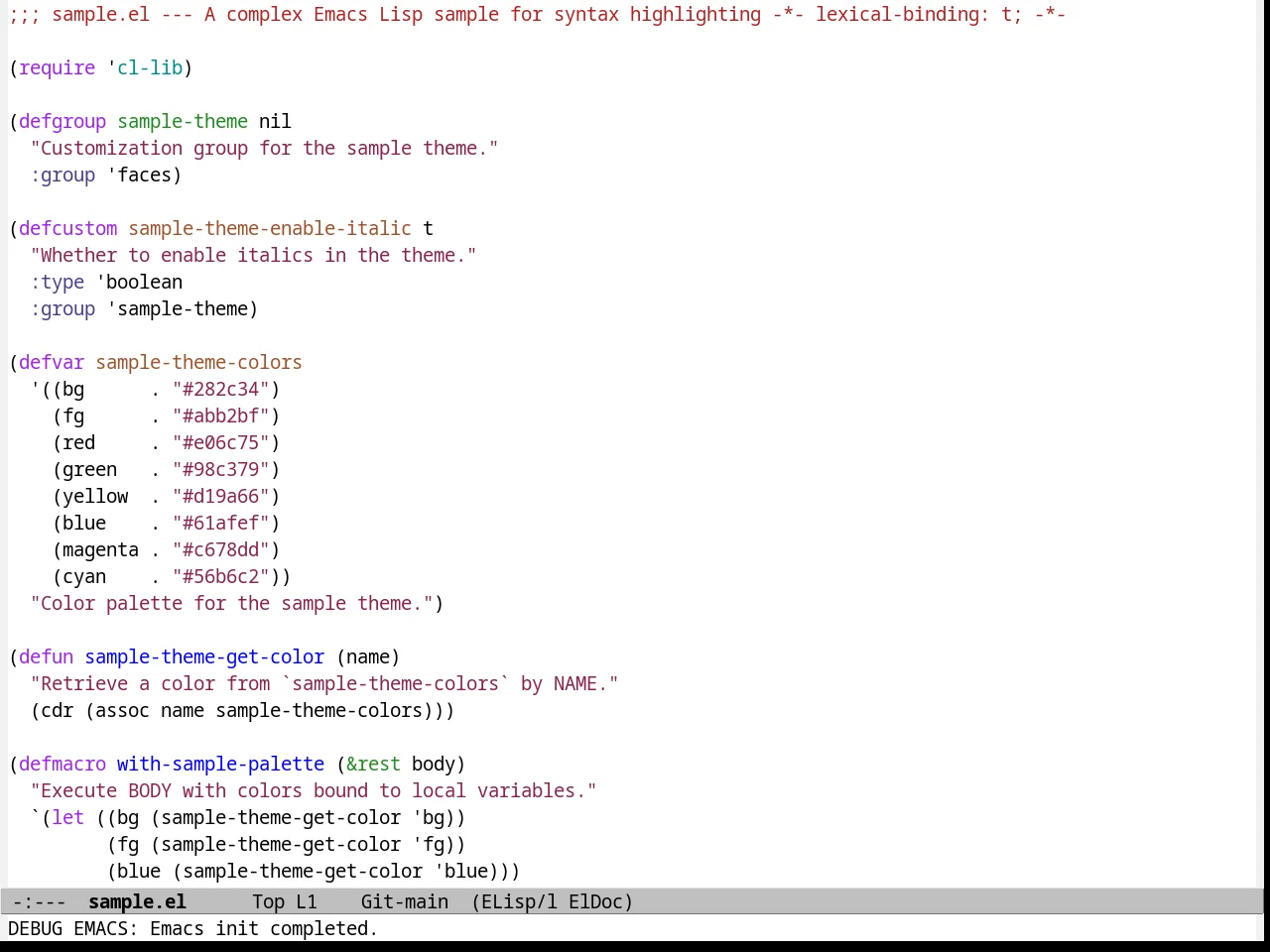 Beige Diff Theme in emacs-lisp-mode