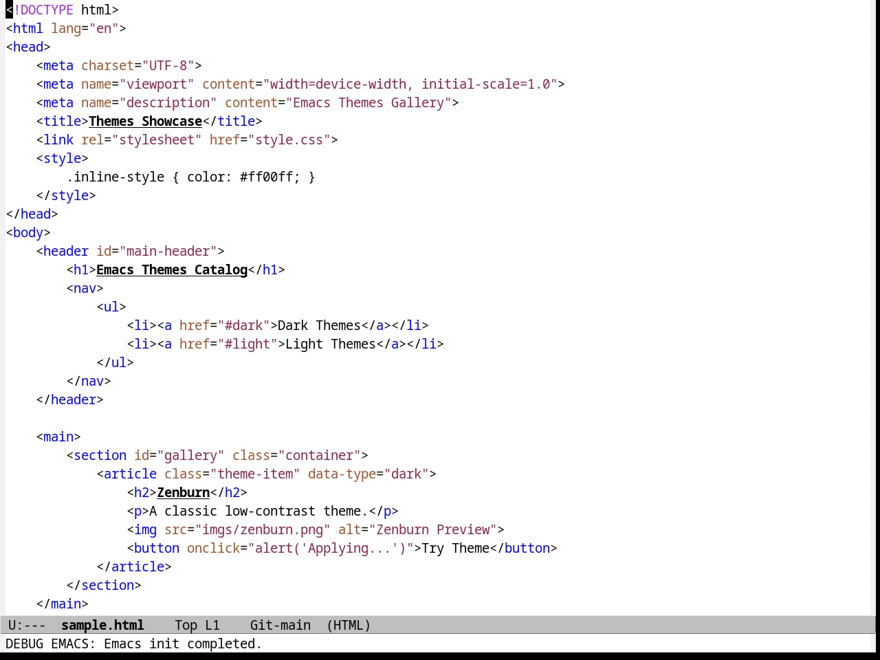 Beige Diff Theme in html-mode