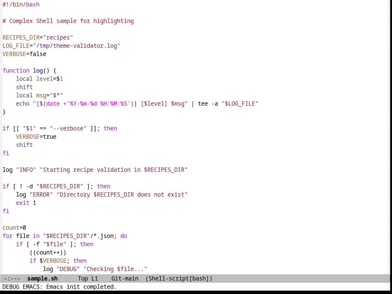 Beige Diff Theme in sh-mode