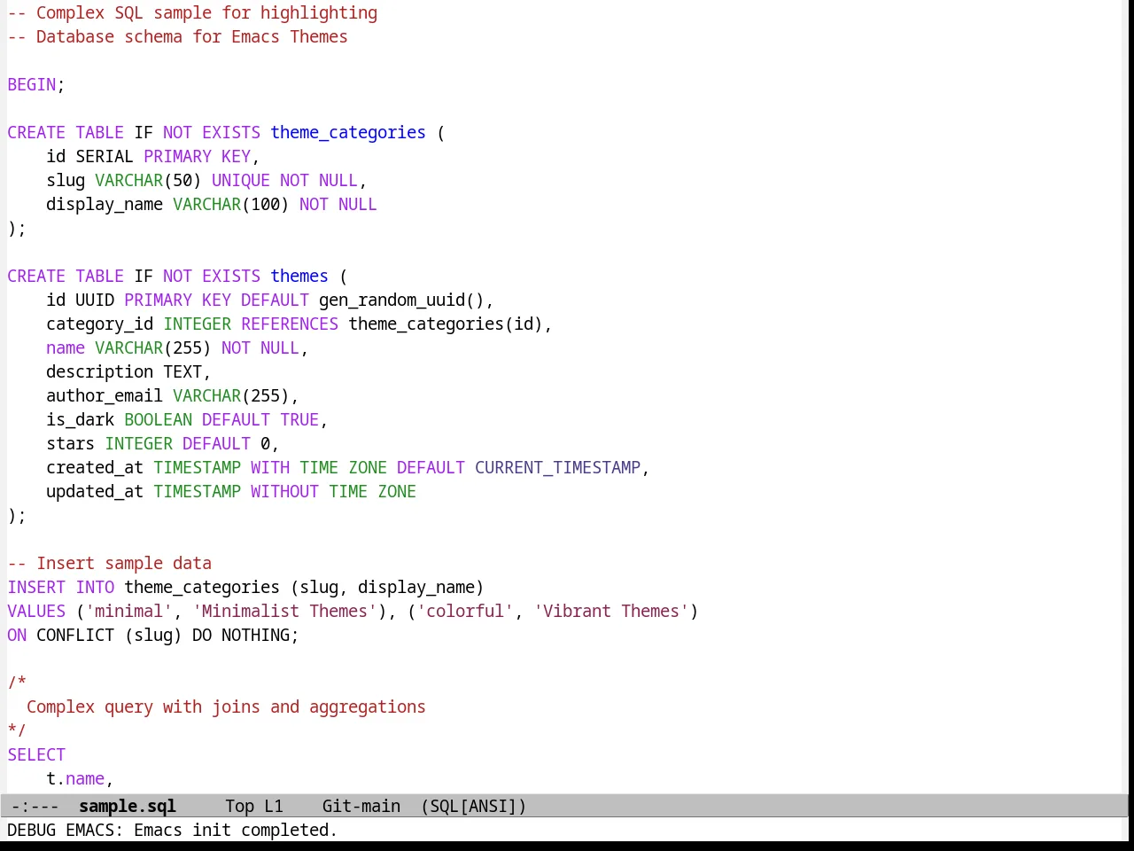 Beige Diff Theme in sql-mode