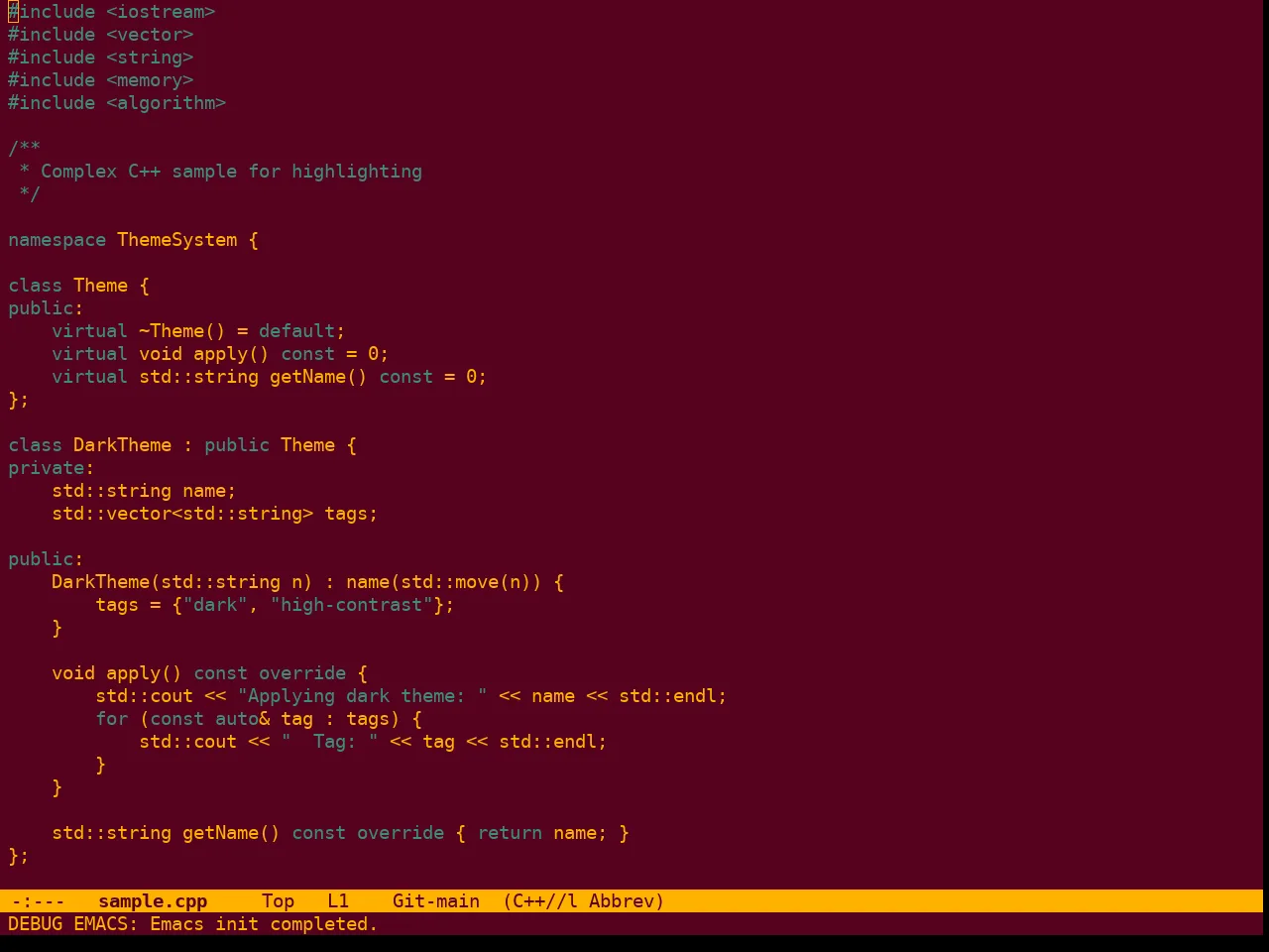 Berry Theme in c++-mode