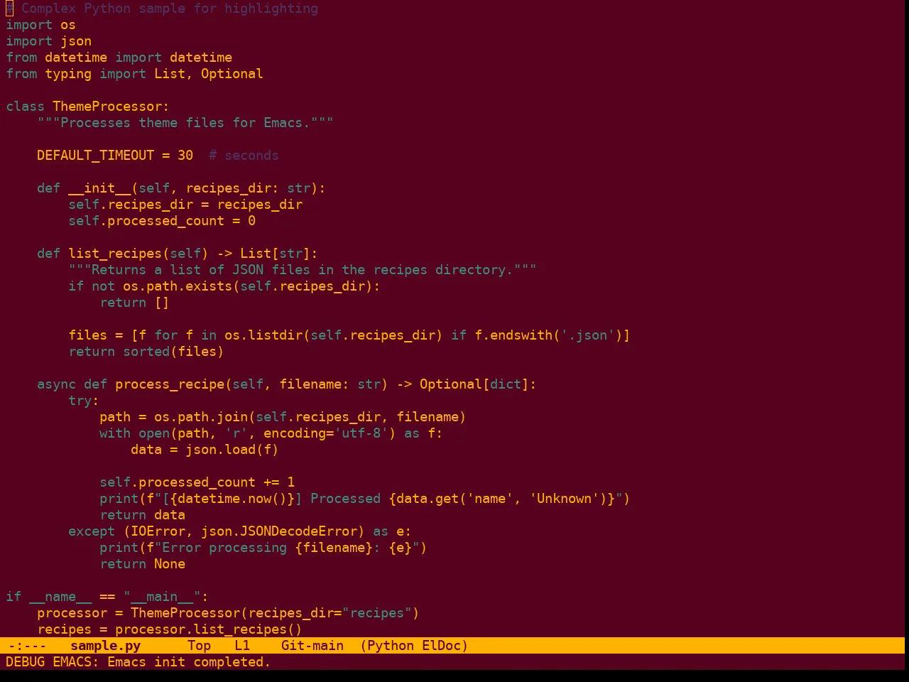 Berry Theme in python-mode