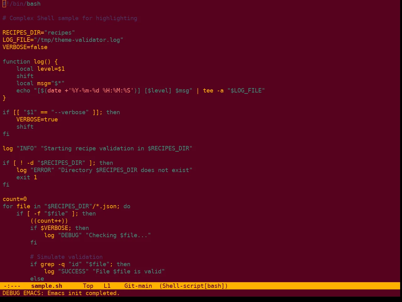 Berry Theme in sh-mode