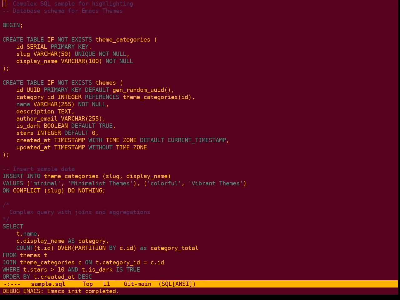 Berry Theme in sql-mode