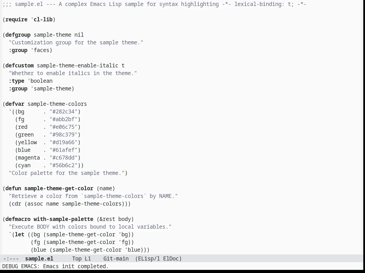 Berrys Theme in emacs-lisp-mode