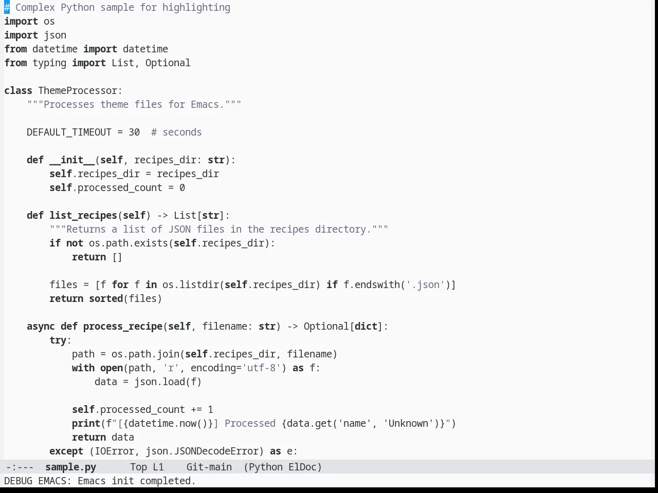 Berrys Theme in python-mode