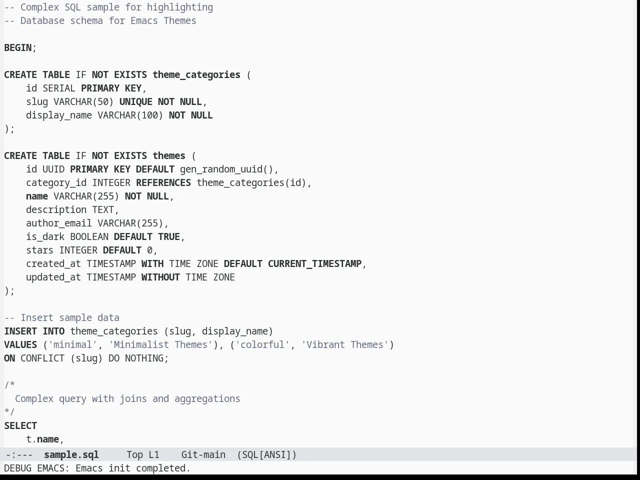 Berrys Theme in sql-mode