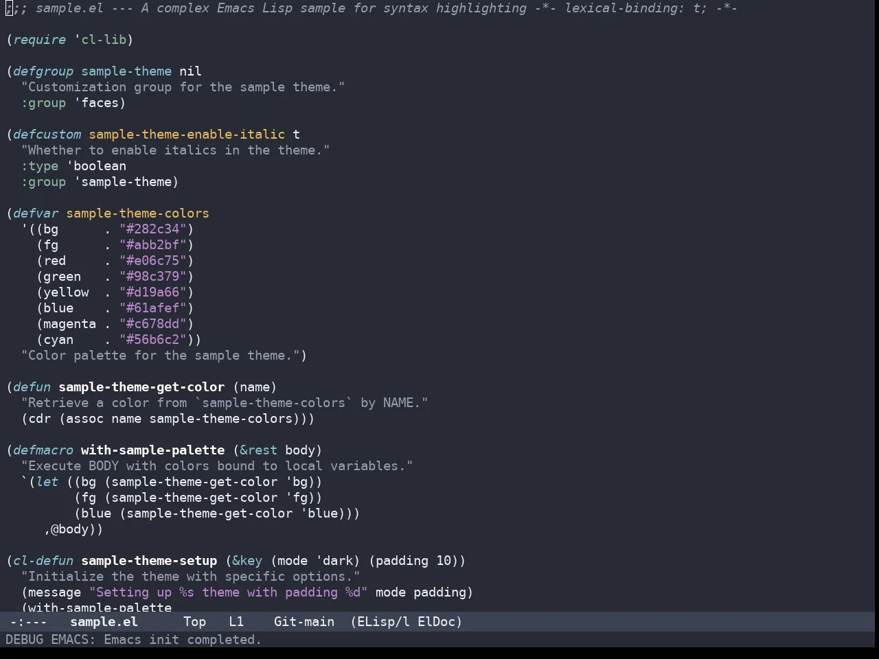 Bespoke Dark Theme in emacs-lisp-mode