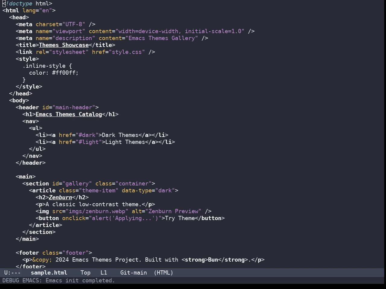 Bespoke Dark Theme in html-mode