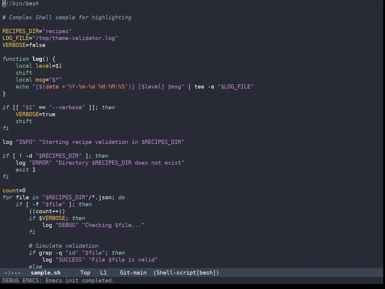 Bespoke Dark Theme in sh-mode