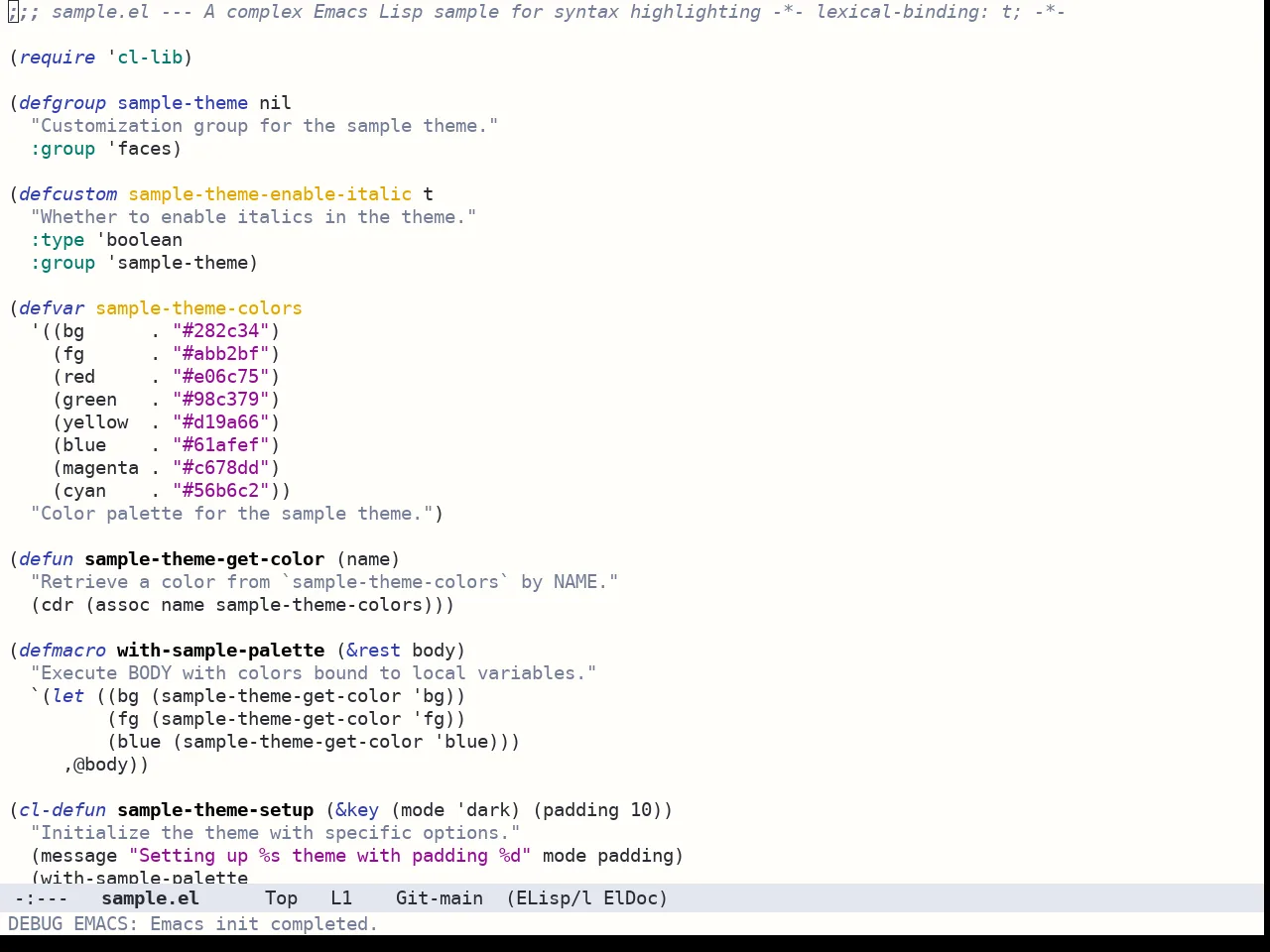 Bespoke Theme in emacs-lisp-mode