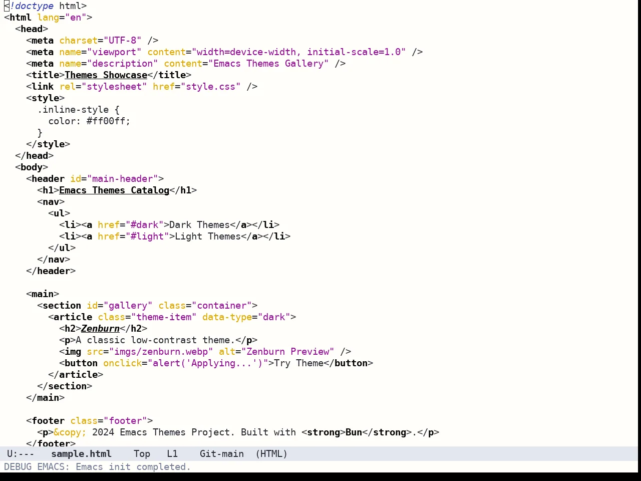 Bespoke Theme in html-mode
