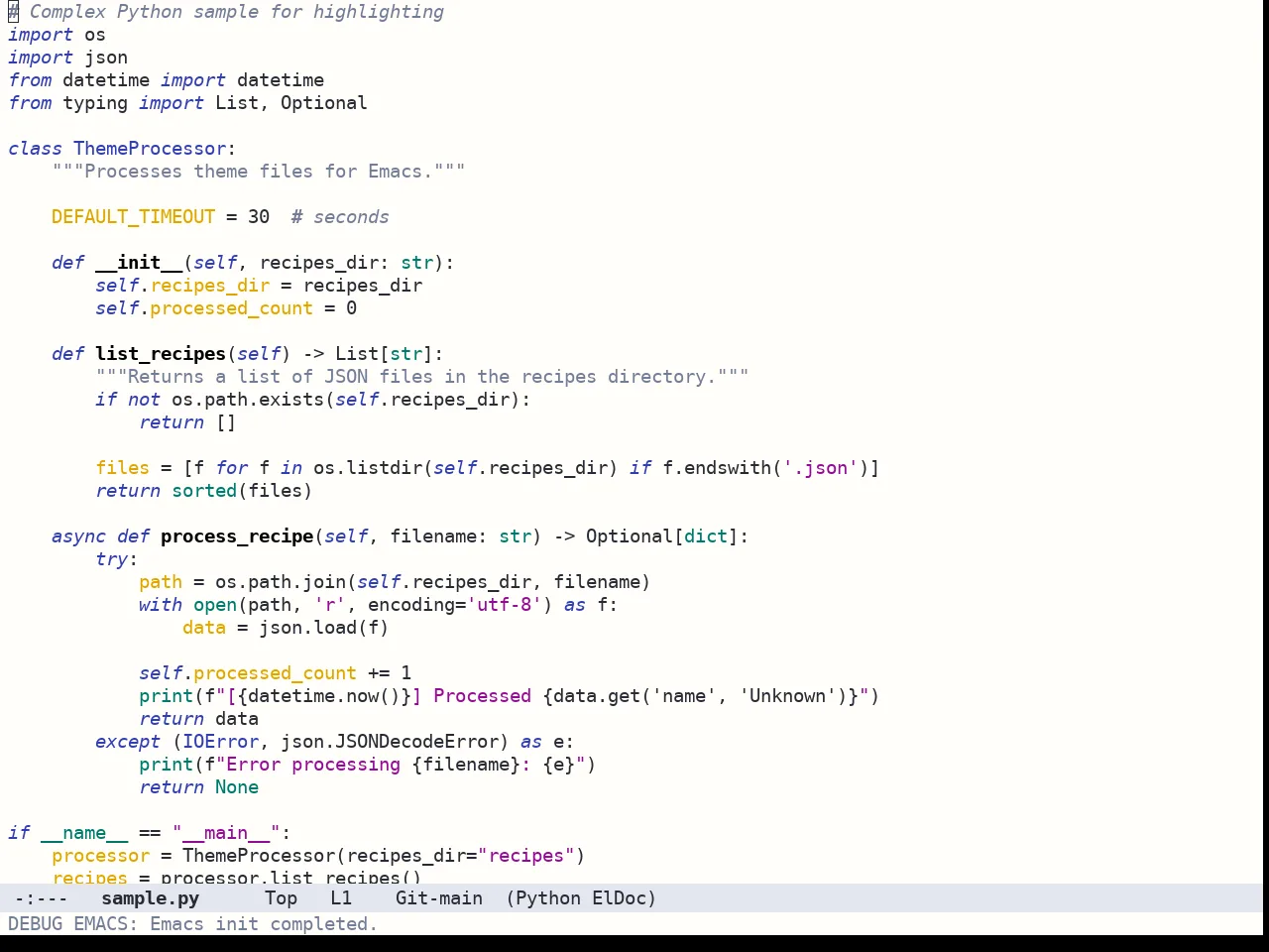 Bespoke Theme in python-mode