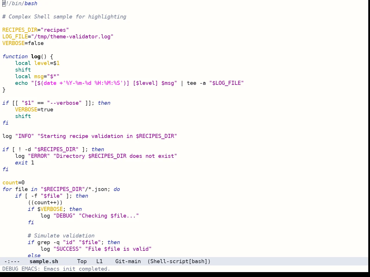 Bespoke Theme in sh-mode