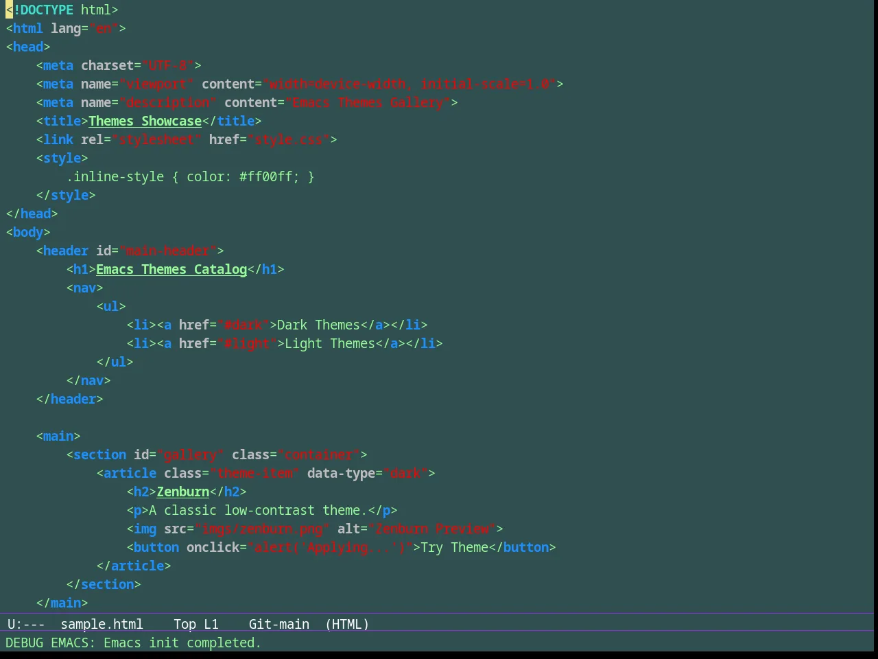 Bharadwaj Slate Theme in html-mode