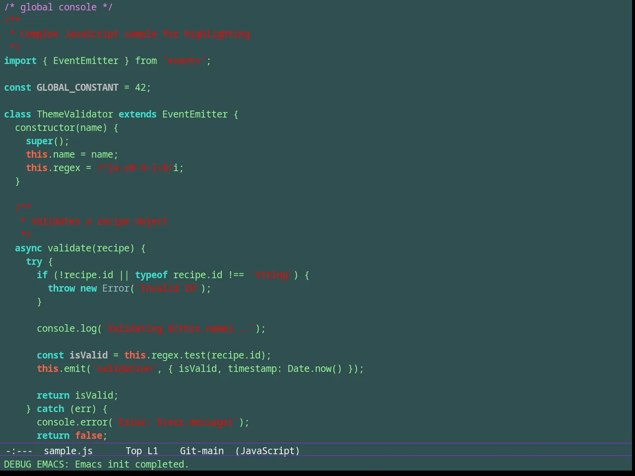 Bharadwaj Slate Theme in javascript-mode