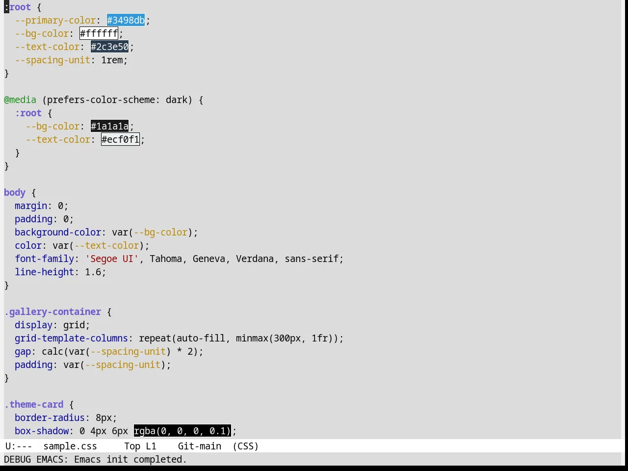 Bharadwaj Theme in css-mode