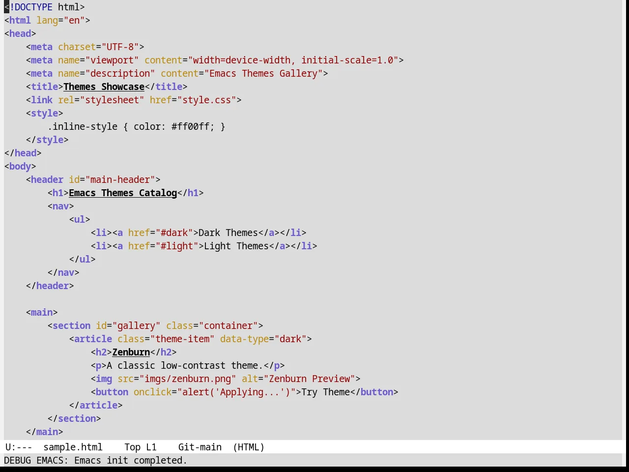 Bharadwaj Theme in html-mode