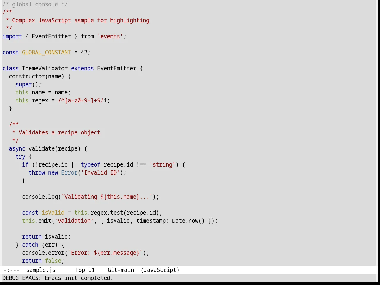 Bharadwaj Theme in javascript-mode