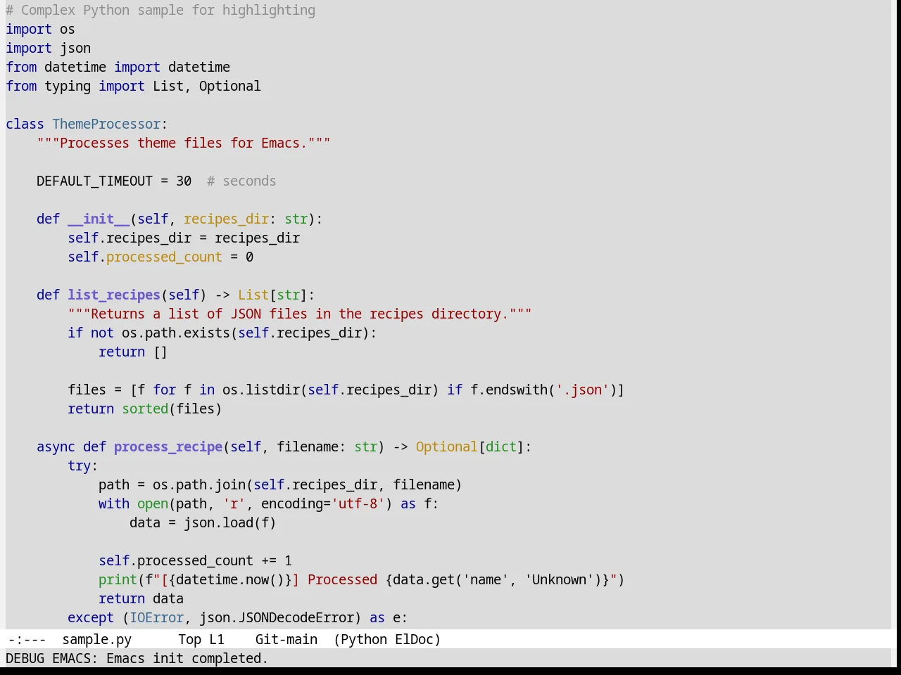 Bharadwaj Theme in python-mode