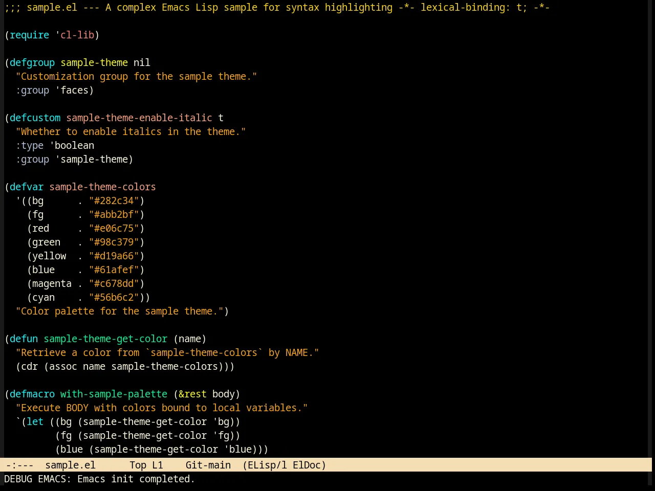 Billw Theme in emacs-lisp-mode