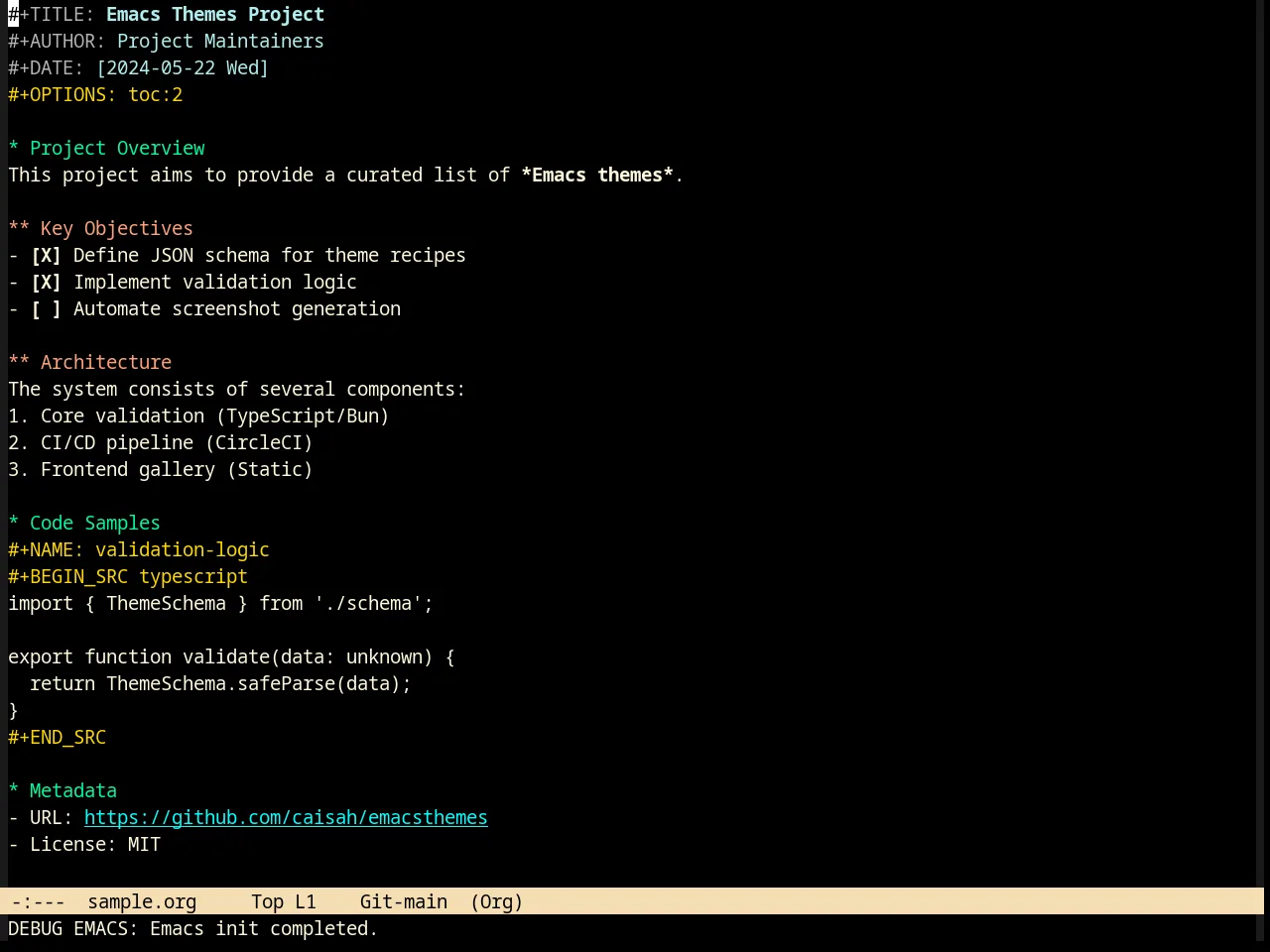 Billw Theme in org-mode