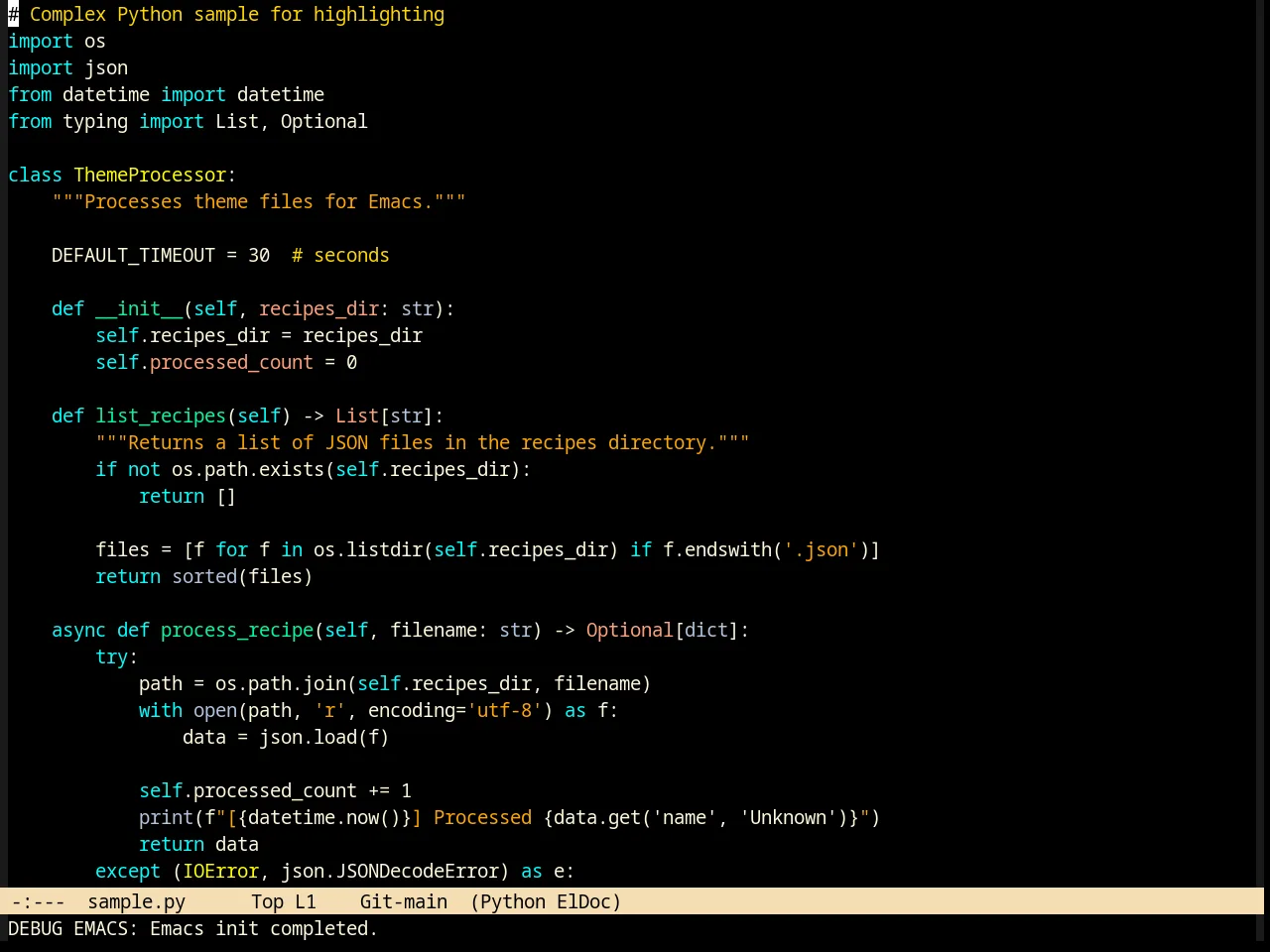 Billw Theme in python-mode