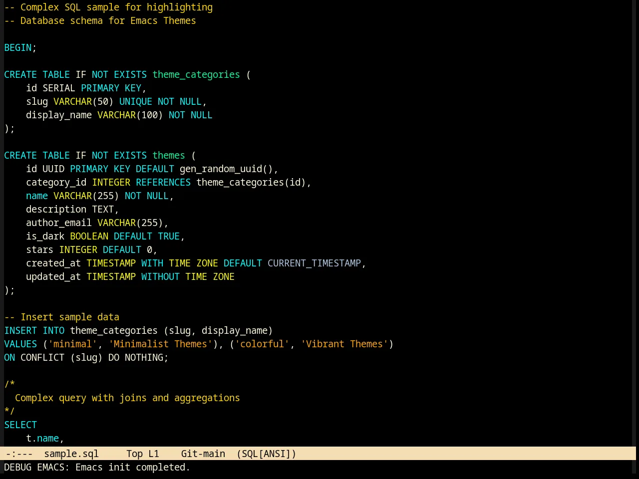Billw Theme in sql-mode