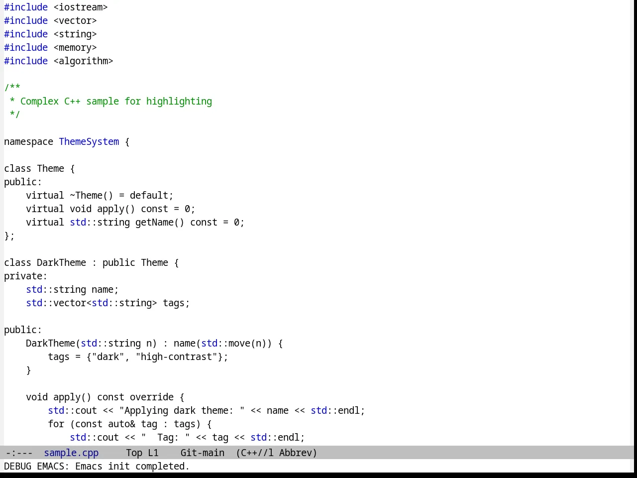 Black on Gray Theme in c++-mode