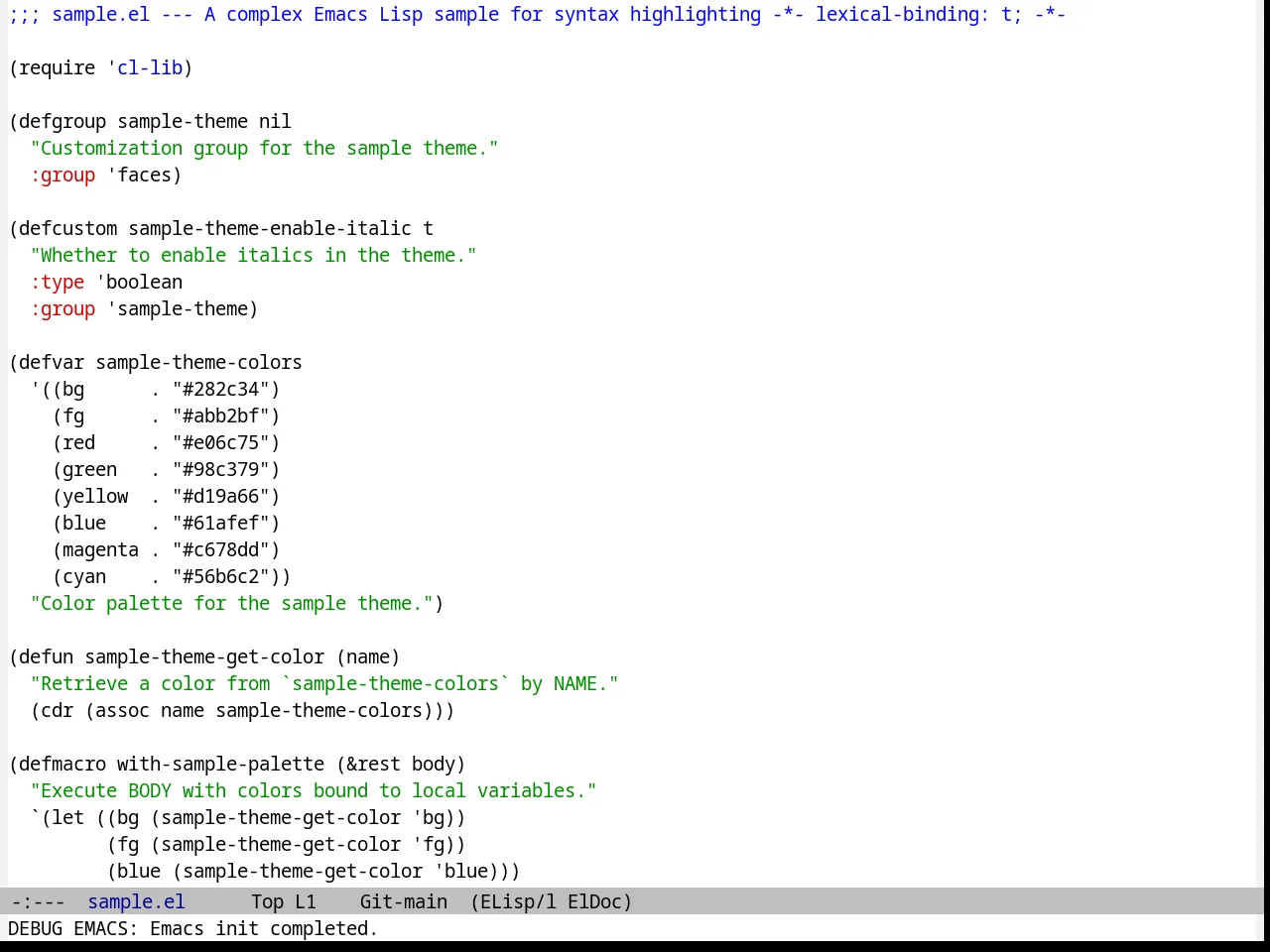 Black on Gray Theme in emacs-lisp-mode