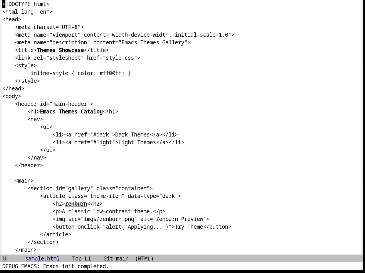Black on Gray Theme in html-mode
