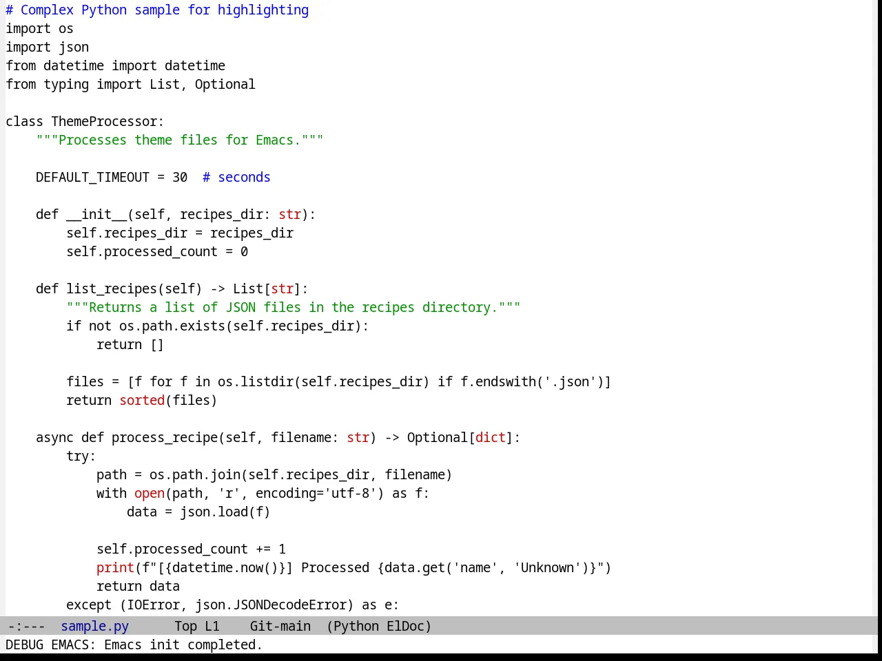Black on Gray Theme in python-mode