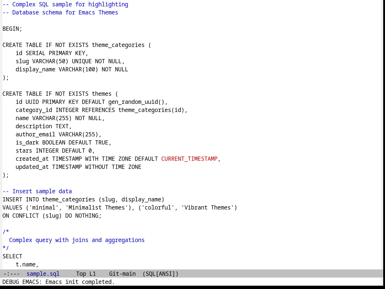 Black on Gray Theme in sql-mode