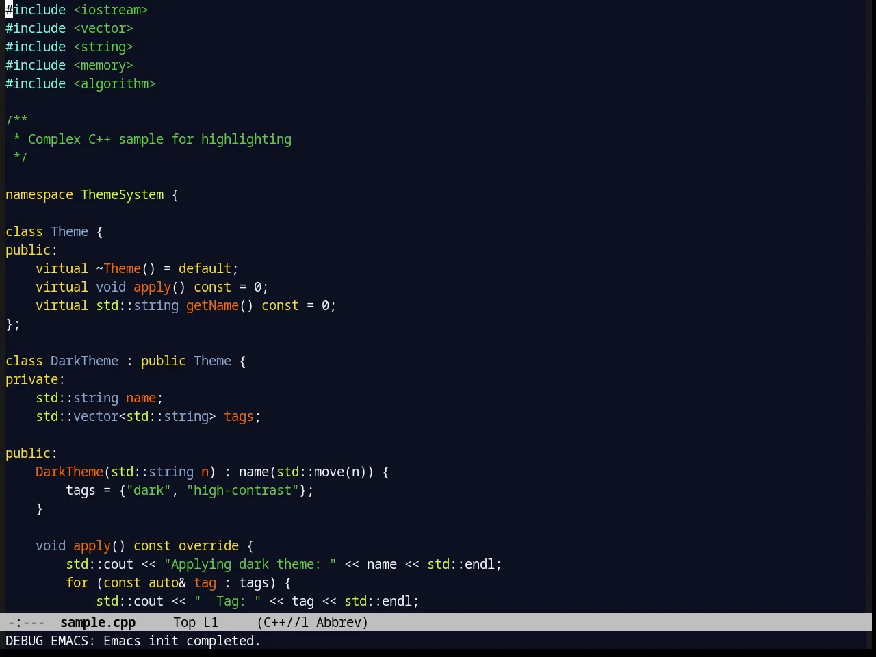Blackboard Theme in c++-mode