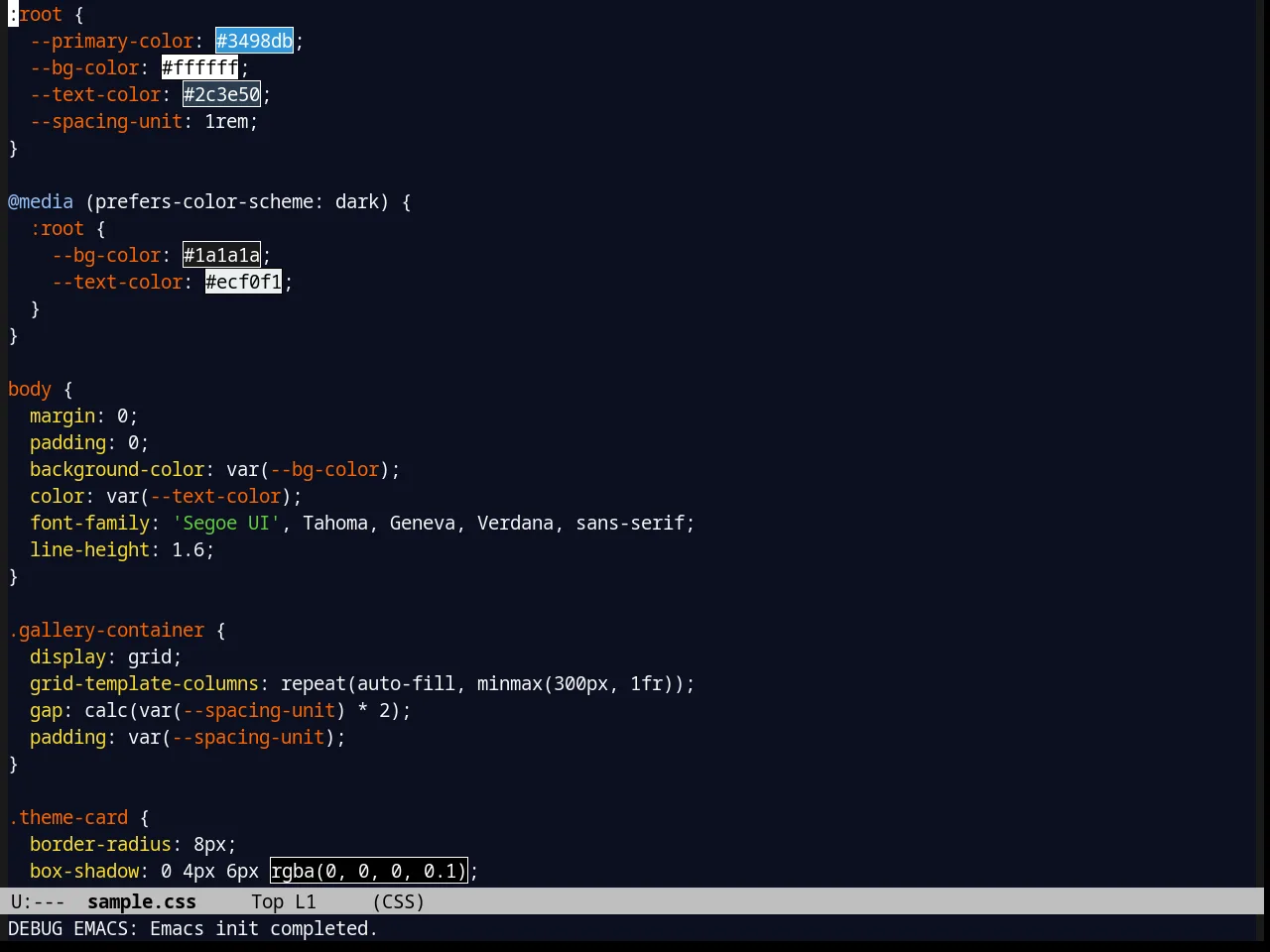 Blackboard Theme in css-mode