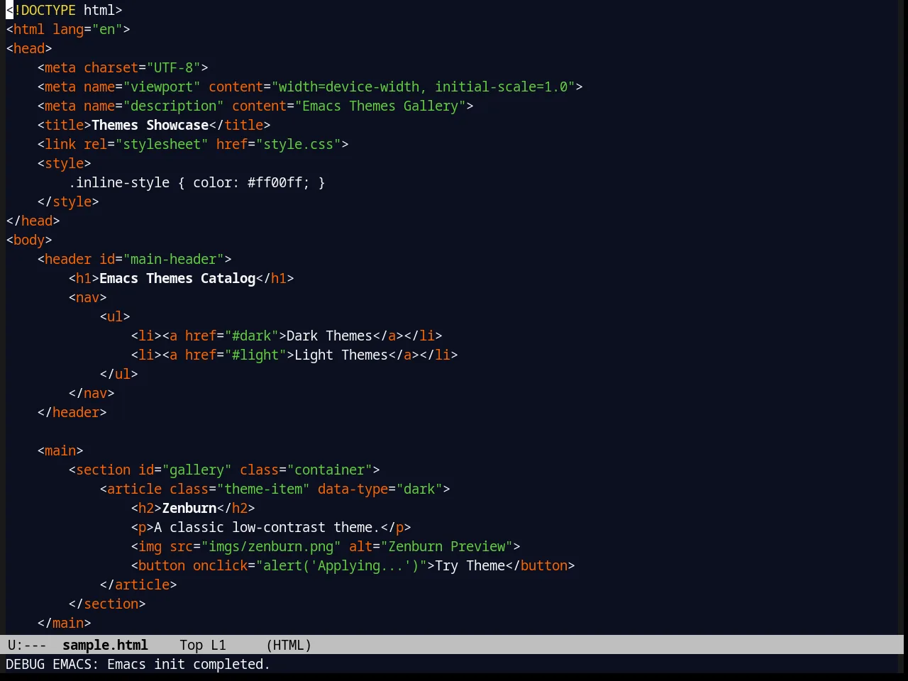 Blackboard Theme in html-mode
