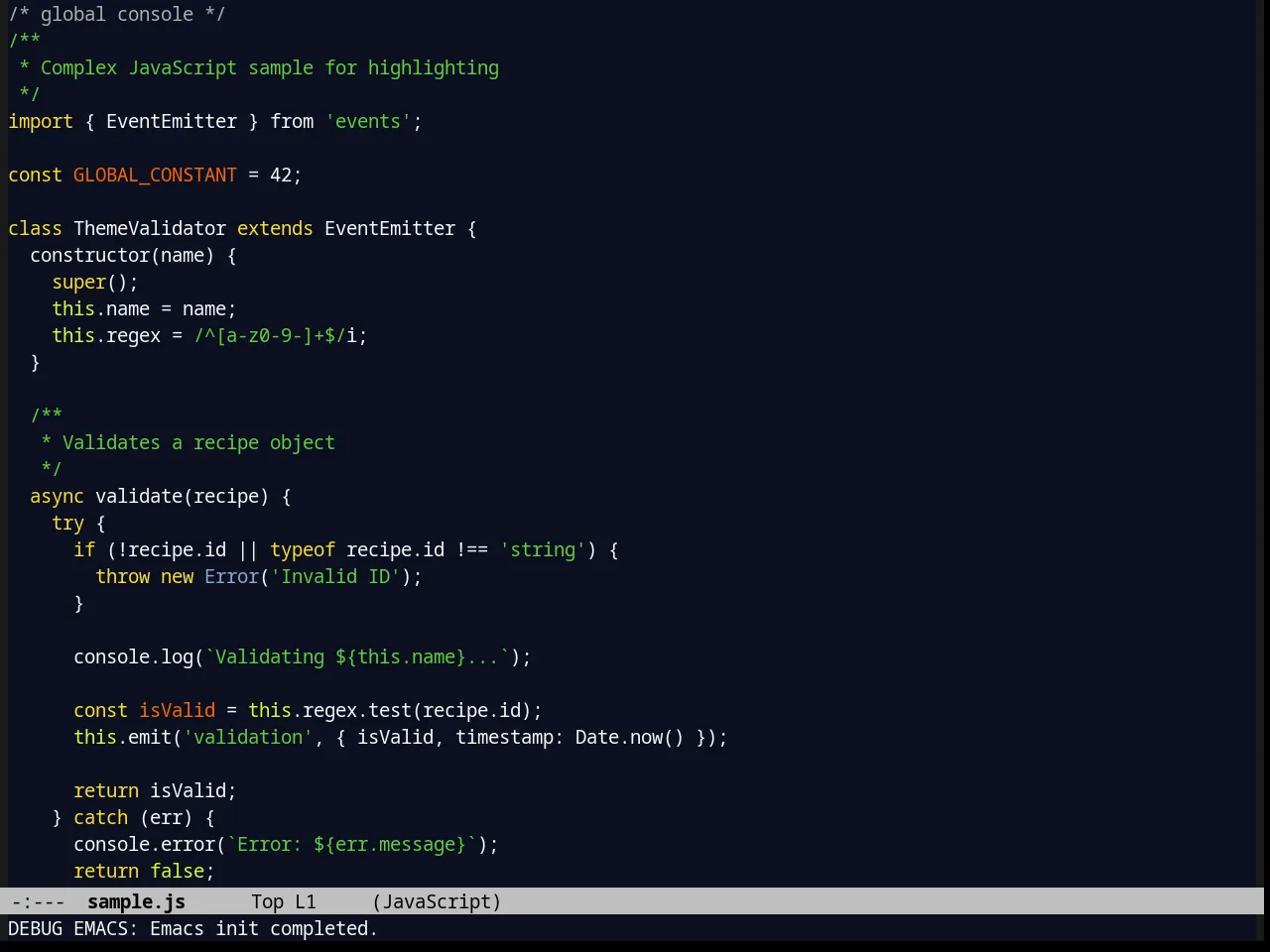 Blackboard Theme in javascript-mode