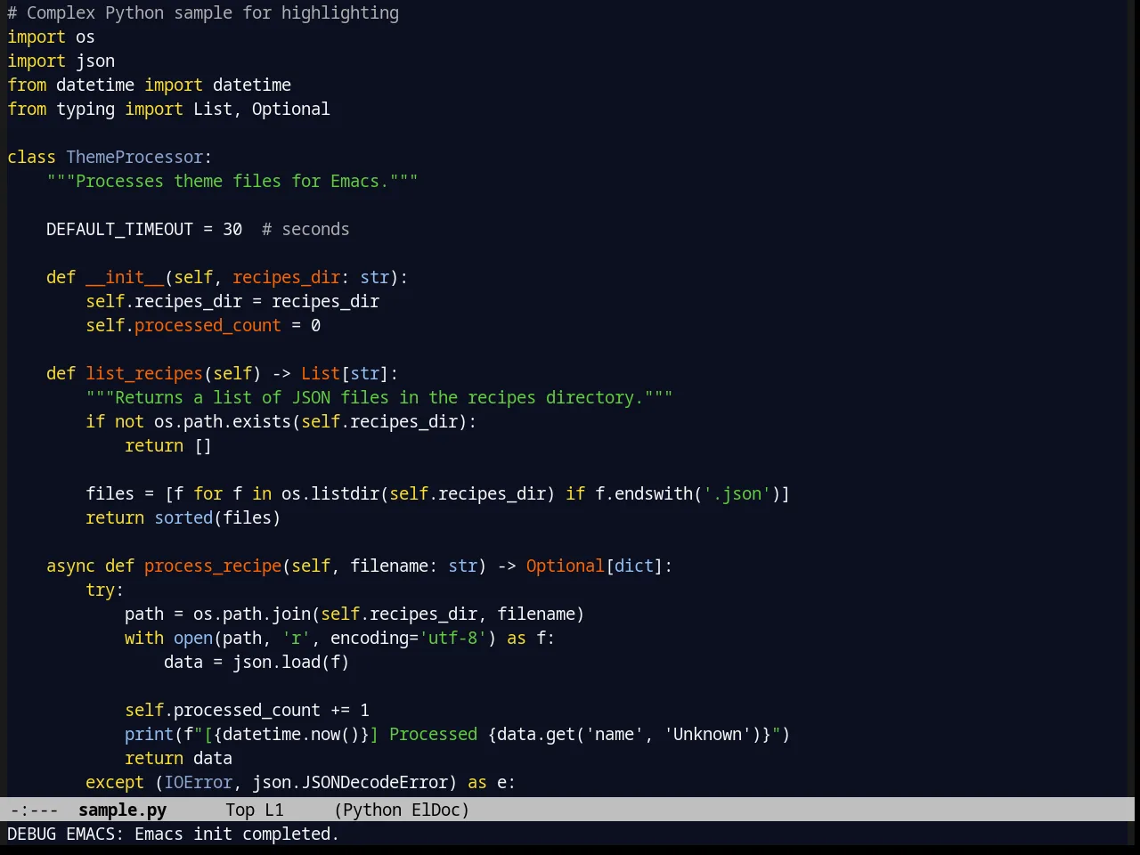 Blackboard Theme in python-mode