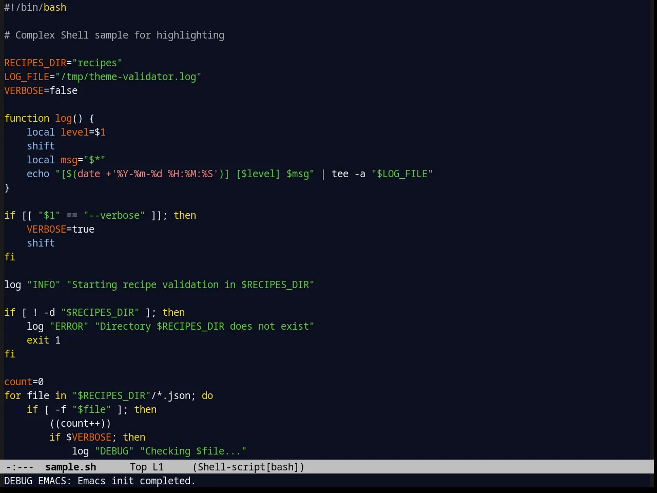 Blackboard Theme in sh-mode