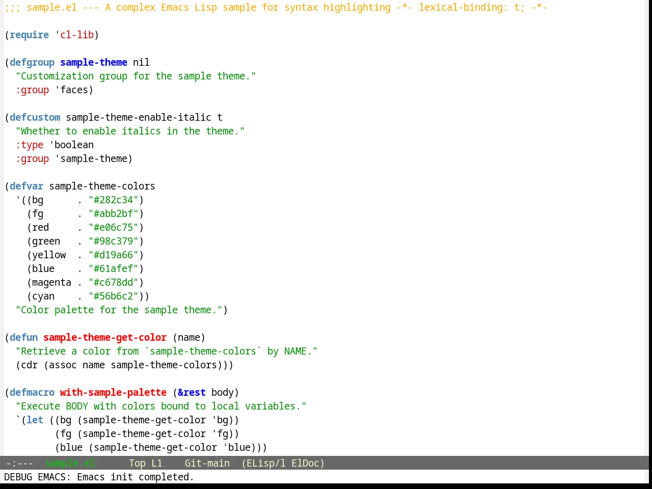 Blippblopp Theme in emacs-lisp-mode