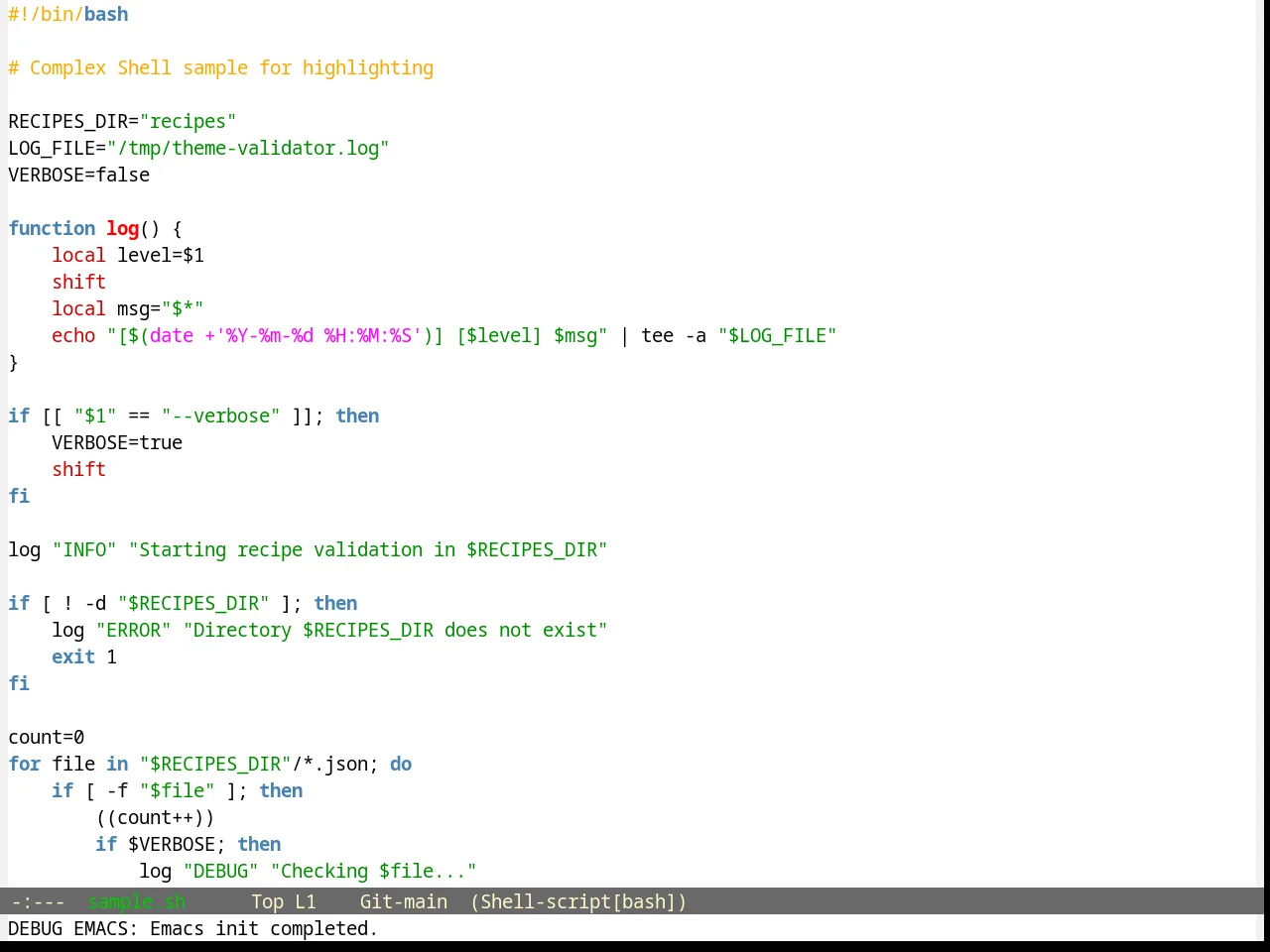 Blippblopp Theme in sh-mode