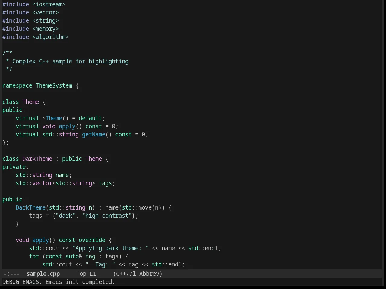 Bliss Theme in c++-mode