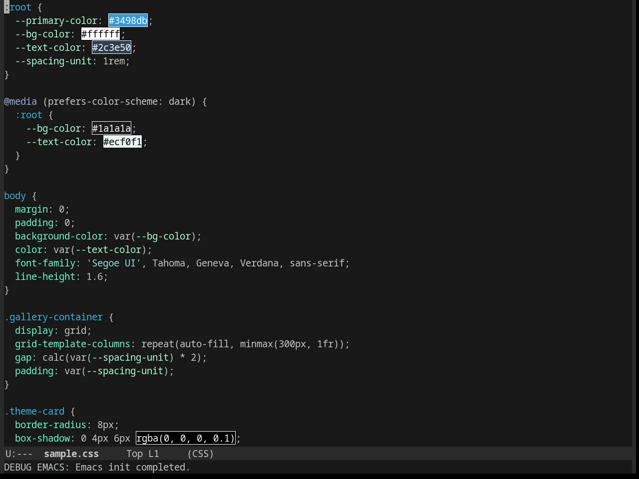 Bliss Theme in css-mode