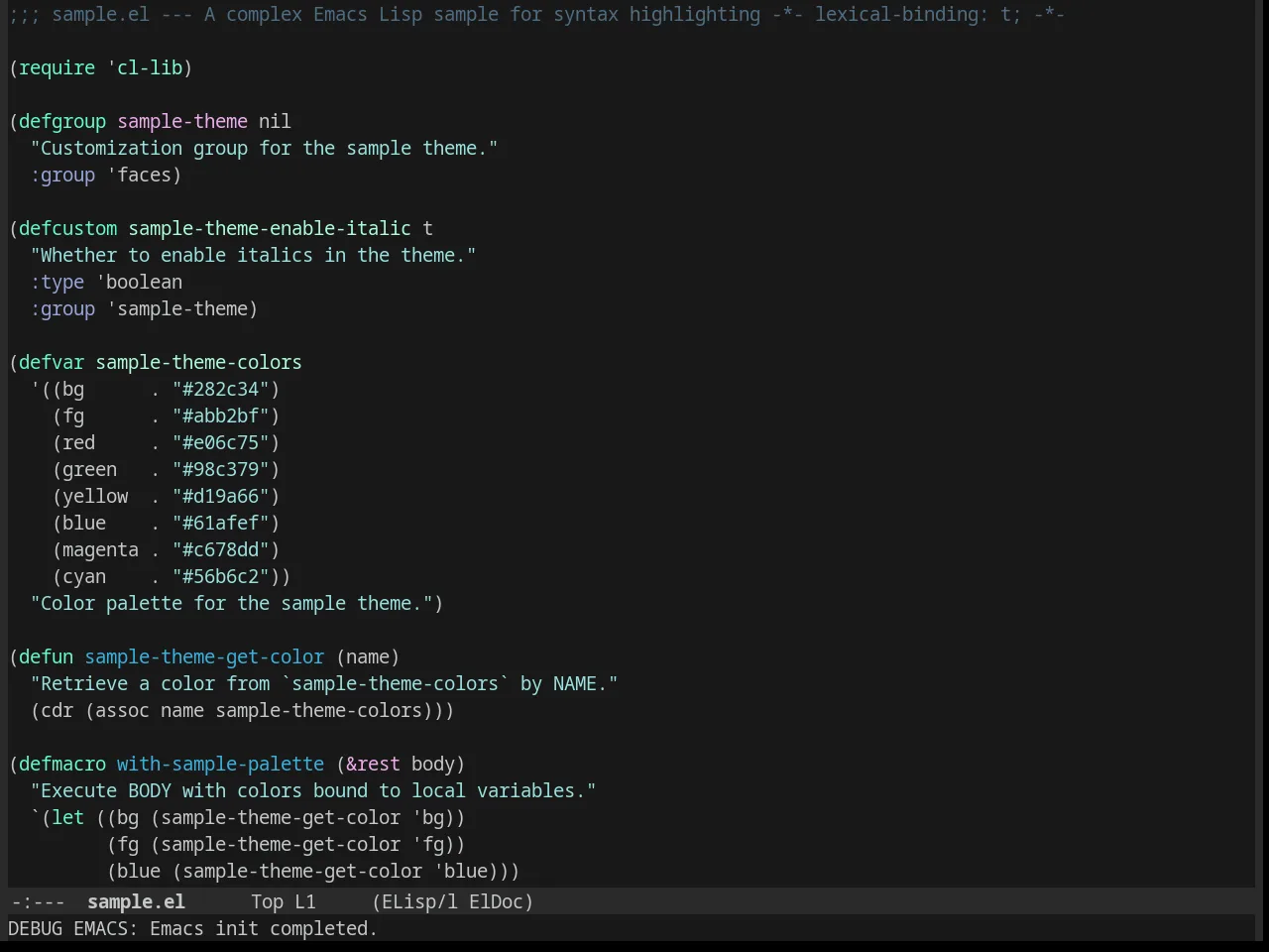 Bliss Theme in emacs-lisp-mode