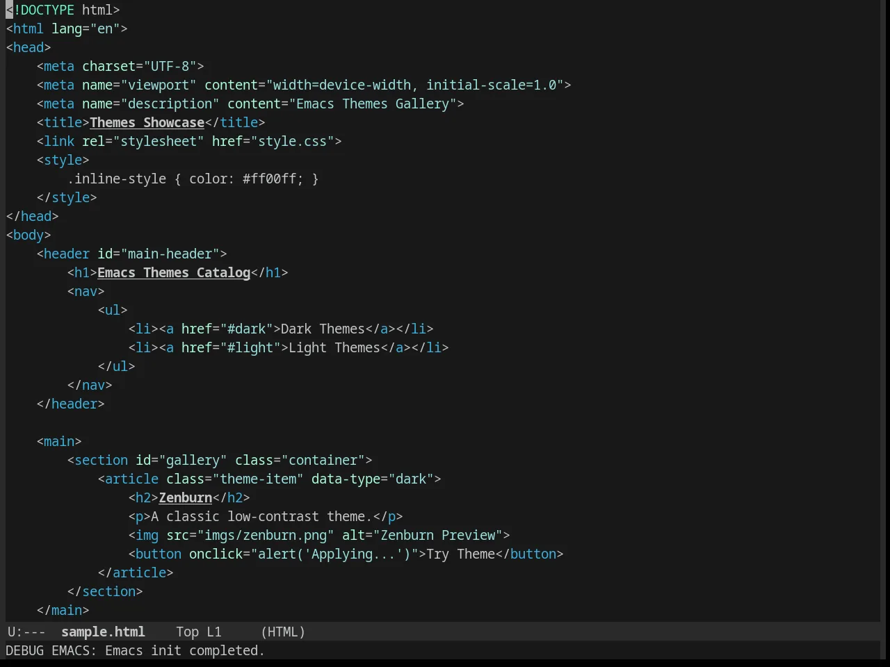 Bliss Theme in html-mode