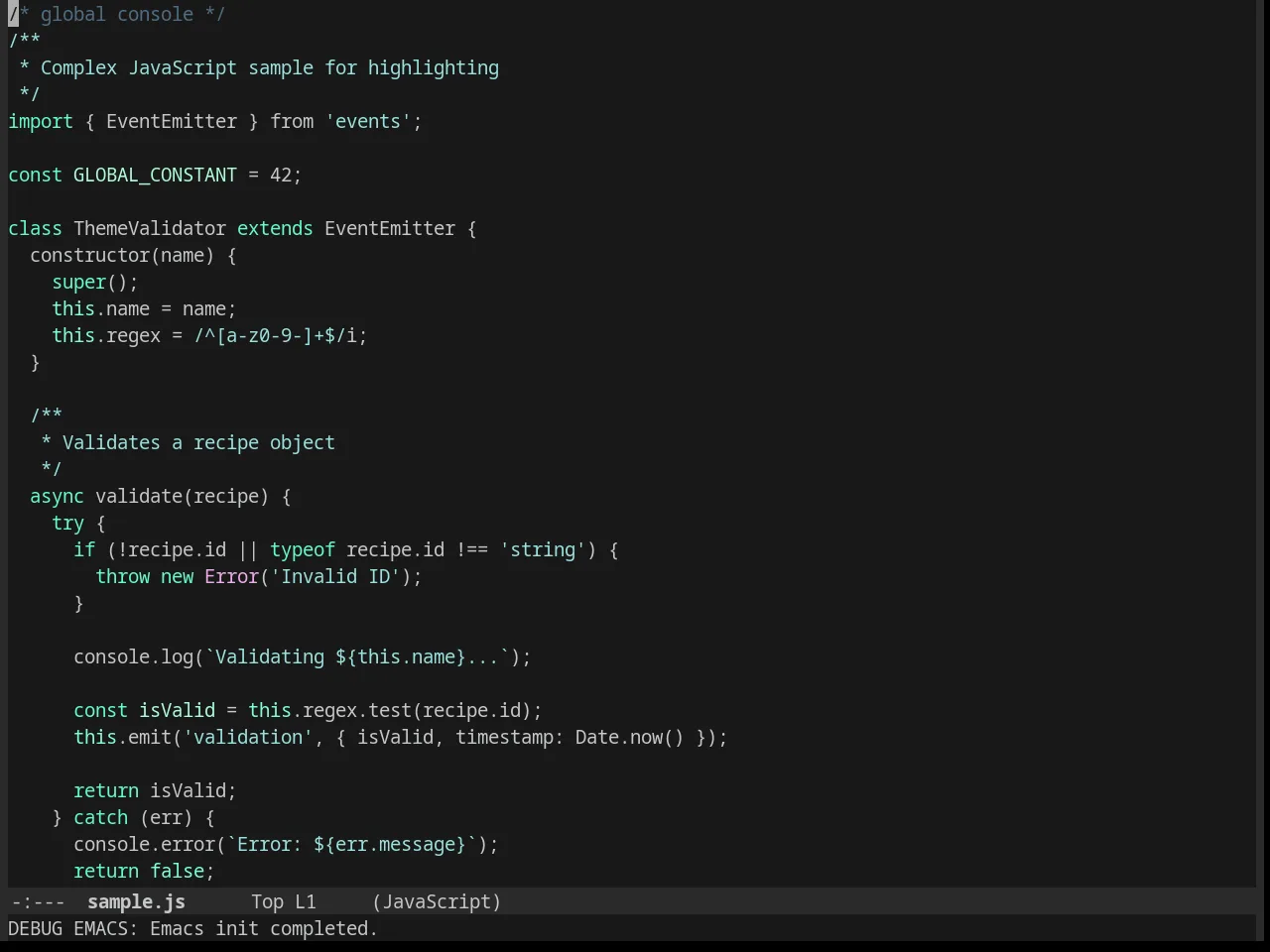 Bliss Theme in javascript-mode